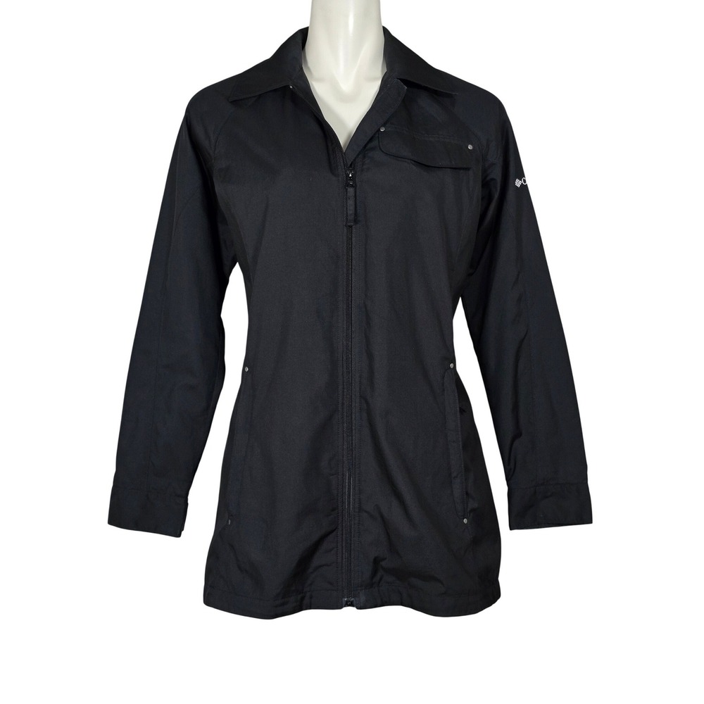 Columbia Women's Black Long Jacket Microfleece Lining Ripstop Full Zip S